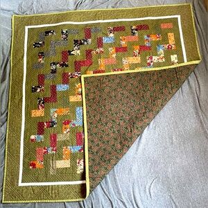 Hand Made Throw Quilt - 43.5inchx43.5inch